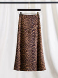 SK81Y Autumn Suede-Like Leopard High Waist A-Line Midi Skirt