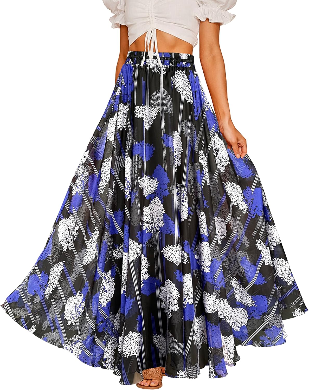 Women Full/Ankle Length Blending Maxi Chiffon Long Skirt Beach Skirt